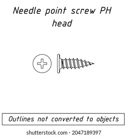 needle point screw PH head fastener outline