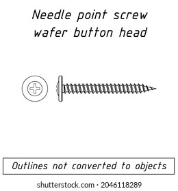needle point screw wafer button head fastener outline