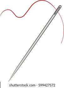 Needle with a red thread