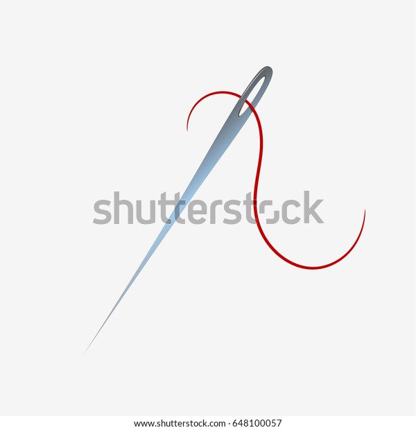 Needle Red Thread Isolated On White Stock Vector (Royalty Free ...