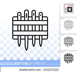 Needle Set thin line icon. Outline web sign of thread. Sewing linear pictogram with different stroke width. Simple vector symbol, transparent background. Needle Set editable stroke icon without fill