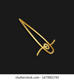 needle, sew, thread gold icon. Vector illustration of golden dark background