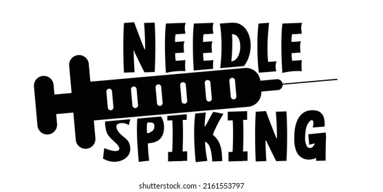 Needle spiking line pattern icon or pictogram. People, person are drugged through their drinks. Syringe injection logo. Drugs in the drank. Cartoon vector drawing. Diabetes or booster shot. Blood drop