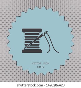 Needle and spool, vector icon