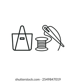 Needle thread and bag set tailor and fashion icon vector basic design simple and modern concept graphic