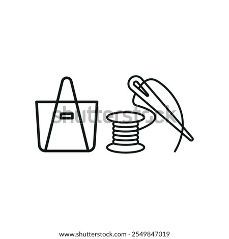 Needle thread and bag set tailor and fashion icon vector basic design simple and modern concept graphic