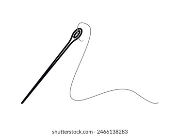 Aguja con icono negro de hilo.