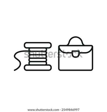 Needle thread and briefcase set tailor and fashion icon vector basic design simple and modern concept graphic