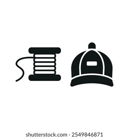 Needle thread and cap set tailor and fashion icon vector basic design simple and modern concept graphic