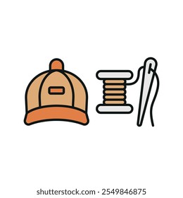 Nadel Gewinde und Kappe Set Schneider und Mode-Ikone Vektor Grunddesign einfach und modern Konzept Grafik