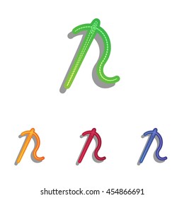 Needle with thread. . Colorful applique icons set.