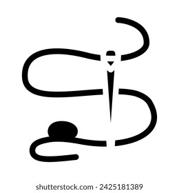 needle thread embroidery hobby glyph icon vector. needle thread embroidery hobby sign. isolated symbol illustration