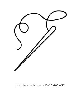 needle thread embroidery hobby line icon vector. needle thread embroidery hobby sign. isolated contour symbol black illustration