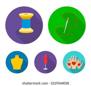 Needle and thread, female mannequin, male mannequin, thread reel.Atelier set collection icons in flat style vector symbol stock illustration web.