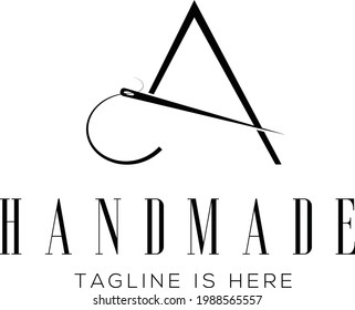 needle with thread handmade vector design.