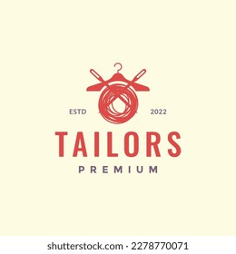 colgador de hilo de aguja paño de sastre diseño de logotipo profesional vector