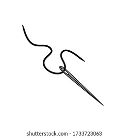 needle with thread Hard Metal Tools Embroidery tools. vector embroidery tool. Doodle sewing equipment. Needlework concept. Hand drawn colored vector set. Cartoon style, flat design. 