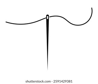 Needle and Thread icon. Flat style Sewing Needle vector in white background.