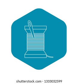 Needle and thread icon. Outline illustration of needle and thread vector icon for web