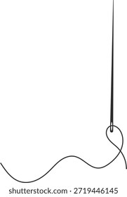 agulha com ícone de thread. Costurar e consertar símbolos. Design gráfico de segmento costurado. Adaptação e sinais de hobby artesanal. Sinal de alteração de vestuário e costureira
