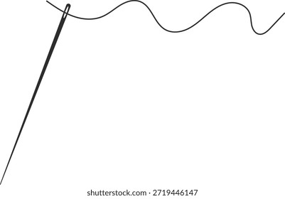 agulha com ícone de thread. Costurar e consertar símbolos. Design gráfico de segmento costurado. Adaptação e sinais de hobby artesanal. Sinal de alteração de vestuário e costureira
