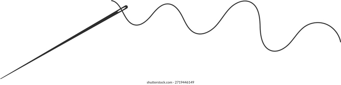 agulha com ícone de thread. Costurar e consertar símbolos. Design gráfico de segmento costurado. Adaptação e sinais de hobby artesanal. Sinal de alteração de vestuário e costureira
