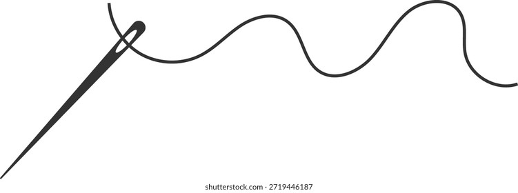 agulha com ícone de thread. Costurar e consertar símbolos. Design gráfico de segmento costurado. Adaptação e sinais de hobby artesanal. Sinal de alteração de vestuário e costureira
