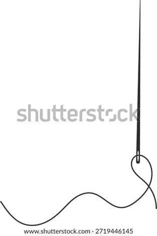 needle with thread icon. Sewing and mending symbols. Stitched thread graphic design. Tailoring and craft hobby signs. Clothing alteration and seamstress sign
