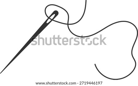 needle with thread icon. Sewing and mending symbols. Stitched thread graphic design. Tailoring and craft hobby signs. Clothing alteration and seamstress sign
