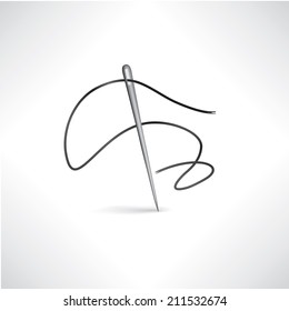 Needle and thread icon. Sewing sign. Needlework symbol button.