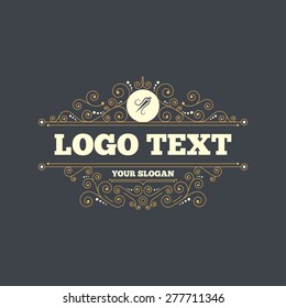 Needle with thread icon. Tailor symbol. Textile sew up craft sign. Embroidery tool. Flourishes calligraphic ornament. Vector