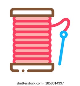 Vector de iconos de hilo de agujas. Signo de hilo de aguja de esquema. Ilustración de símbolo de contorno aislado