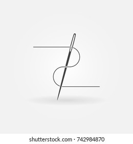 Needle and thread icon. Vector needle for sewing concept symbol or design element