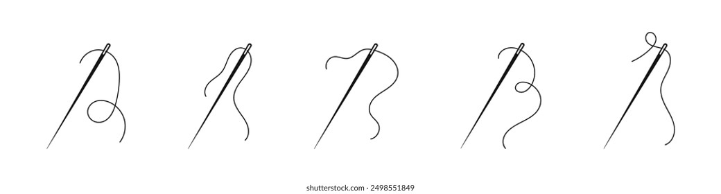 Needle with thread. Needle with thread illustration. Needle vector icons. Needle and thread silhouettes