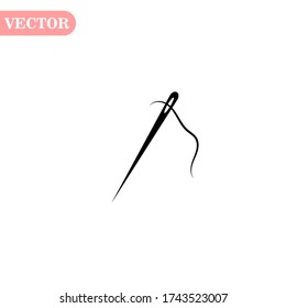 Needle with thread isolated on white background. Neddle icon. Flat vector stock illustration eps10