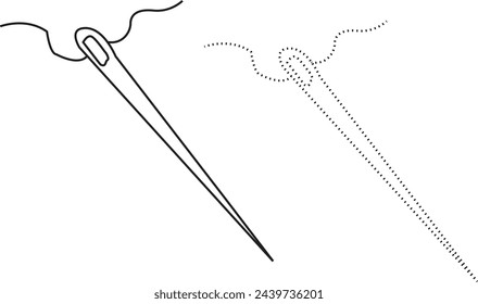 Needle with thread isolated on white background. Neddle icon. Flat vector stock illustration
