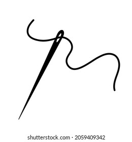 Needle and thread line icon. Vector illustration