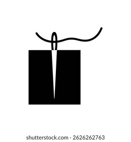 Needle and Thread Looping in Fabric Black Icon