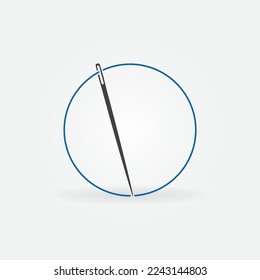 Nadel mit dem minimalen Rundsymbol von Thread. Needlework-Vektorsymbol