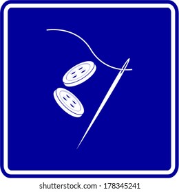 needle thread and sewing buttons sign