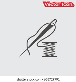 Needle and thread for sewing clothes icon isolated sign symbol and flat style for app, web and digital design. Vector illustration.