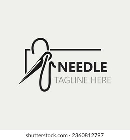 Needle and thread Sewing logo outline combination Line flat design template Simple icons. Concept taylor illustration