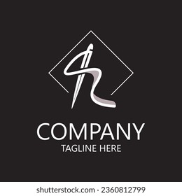 Needle and thread Sewing logo outline combination Line flat design template Simple icons. Concept taylor illustration