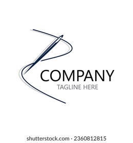 Combinación de esquema del logotipo de costura de aguja e hilo Plantilla de diseño plano de línea Iconos simples. Ilustración de taylor conceptual
