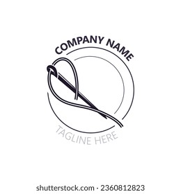 Needle and thread Sewing logo outline combination Line flat design template Simple icons. Concept taylor illustration