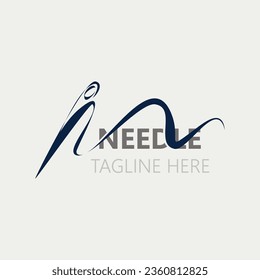 Needle and thread Sewing logo outline combination Line flat design template Simple icons. Concept taylor illustration