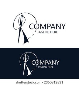 Needle and thread Sewing logo outline combination Line flat design template Simple icons. Concept taylor illustration