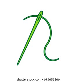 Needle with thread. Sewing needle, needle for sewing. Vector. Lemon scribble icon on white background. Isolated
