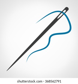 needle with thread sewing vector logo