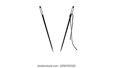 needle and thread silhouette, high quality vector